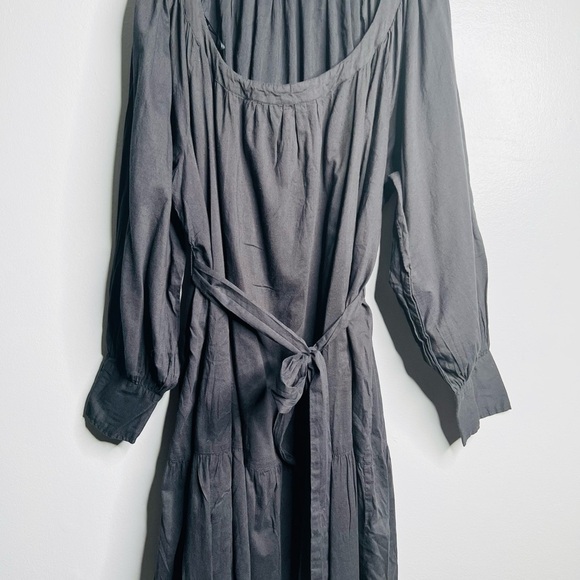 Eloquii Black Long Sleeve Round Neck Tiered Dress with Belt Plus Size 28 - Picture 6 of 7